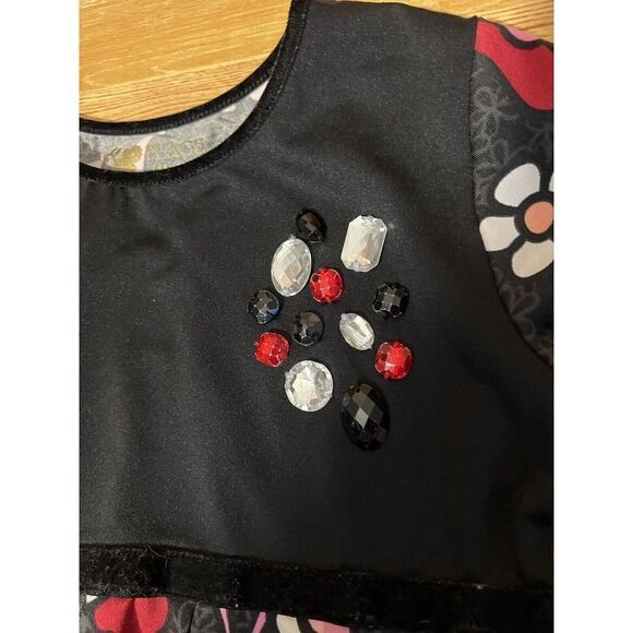 Children's Place Girls Dress Black Floral - Picture 3 of 5